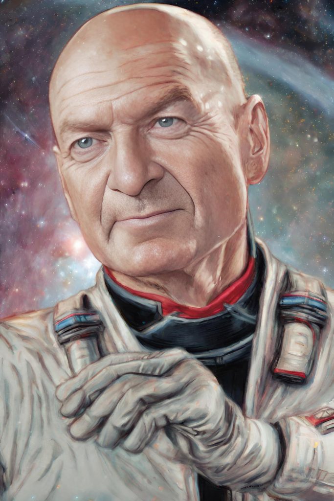 Runway 2023-12-09T21_06_28.270Z Image to Image Captain _Don Michele_ in the Art of captain Picard from Starterk in a space suit_